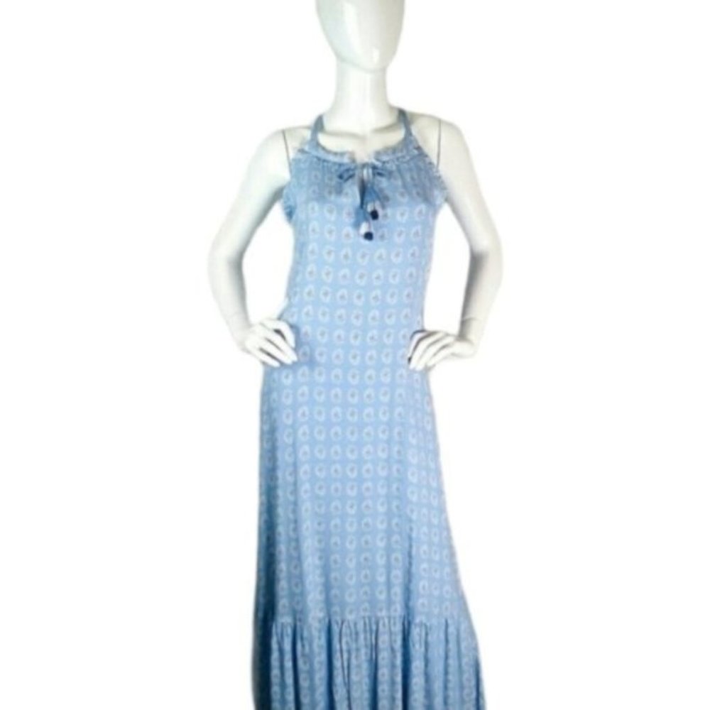 The Prairie Blue and White Strapless Maxi Dress